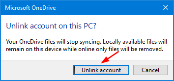 How to Unlink (Sign Out) OneDrive from Windows 10